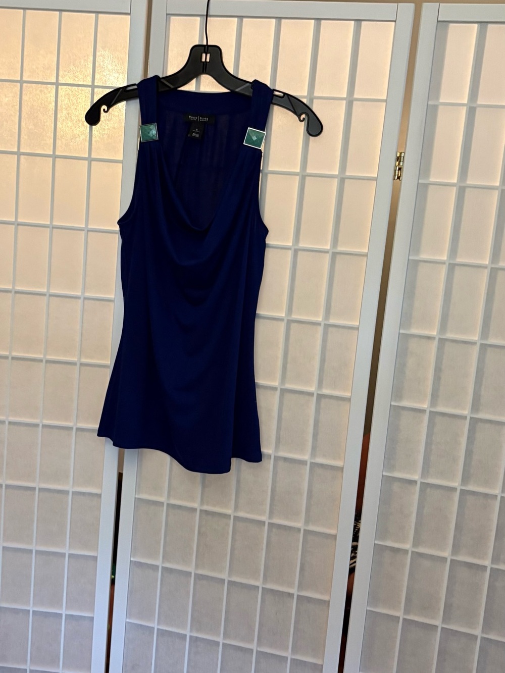 White House Black Market Navy Blue Cowl Neck Sleeveless Tank